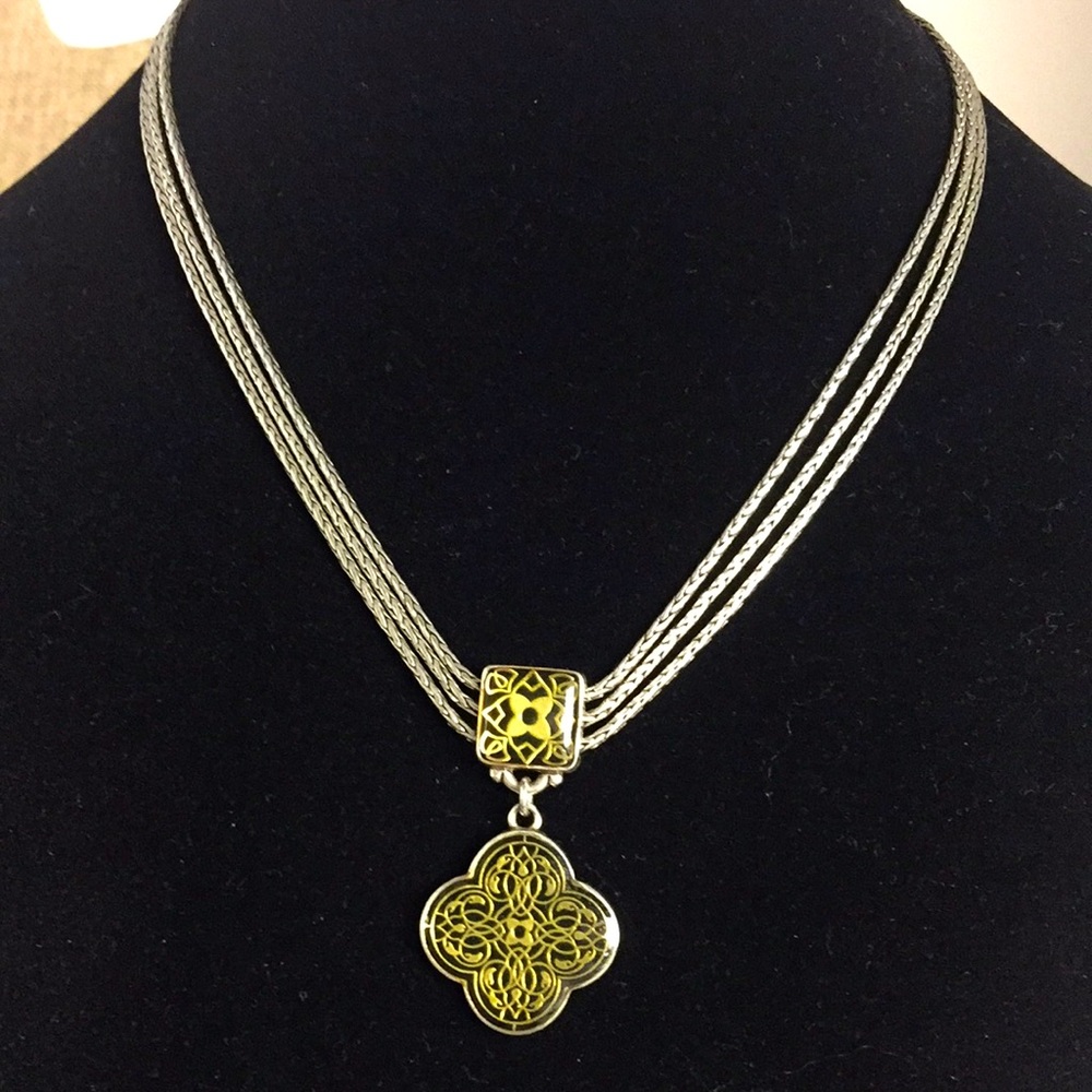 Brighton necklace vintage patterned silver tone